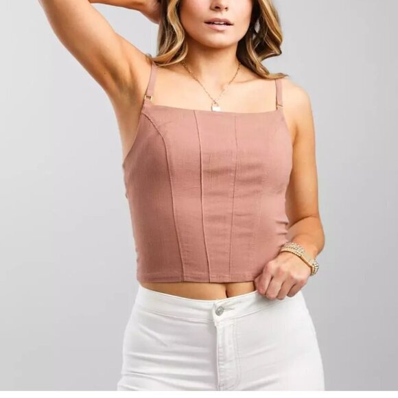 Free People Back On Track Cropped Cami Tank Top Strawberry Roan XS O262 - Picture 9 of 9